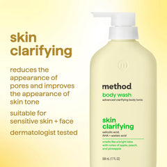 body wash tonic - skin clarifying, salicylic acid, AHA + azelaic acid, 17 fl oz