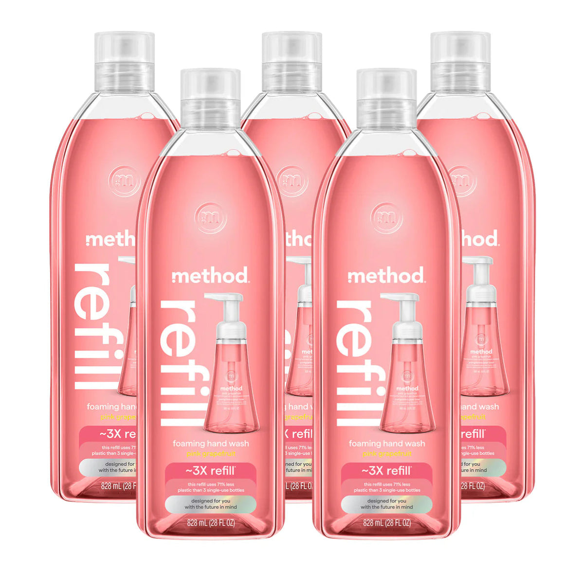 pink grapefruit foaming hand wash refill 5-count bundle, 140 fl oz
