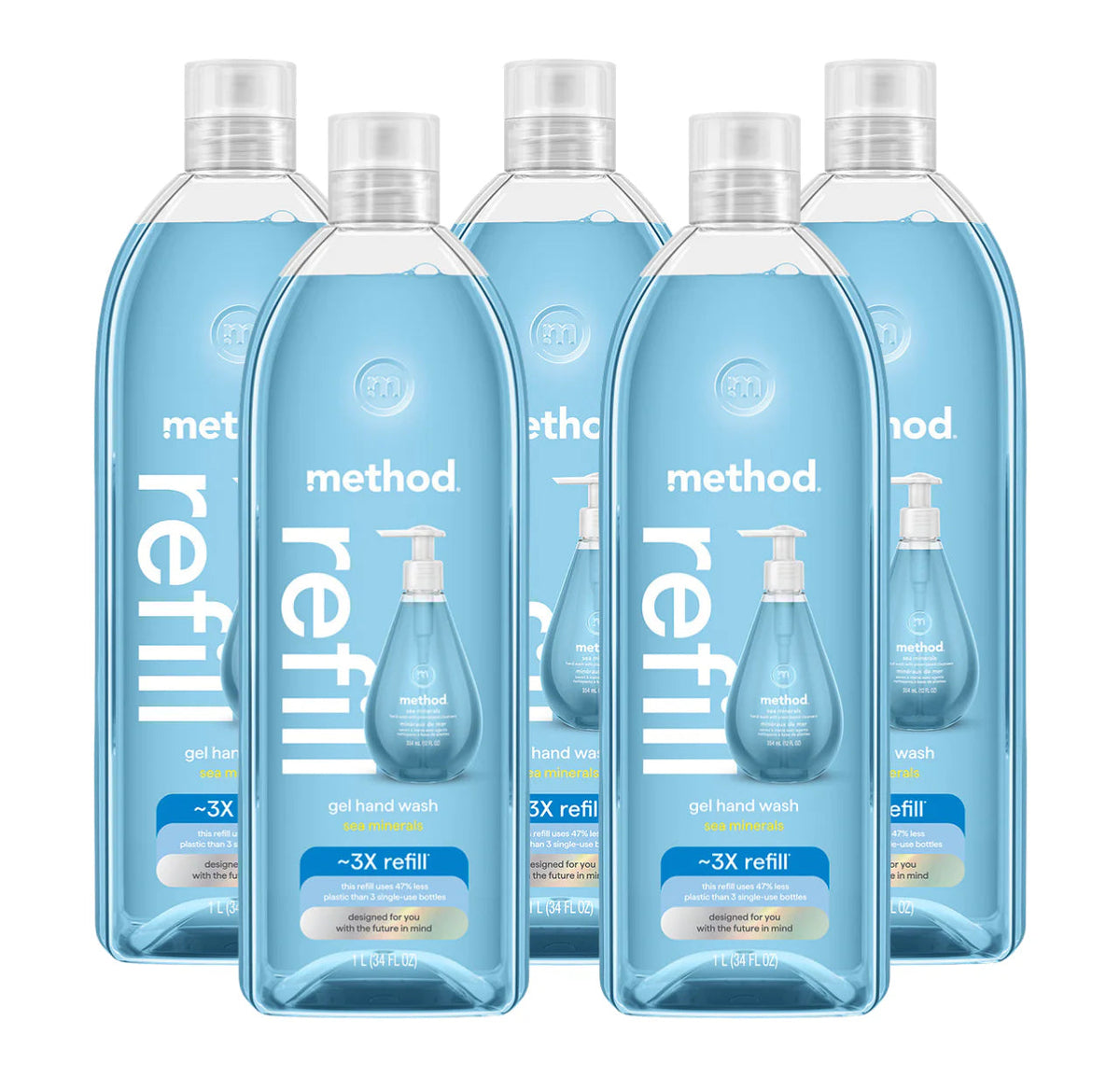 sea minerals gel hand wash refill 5-count bundle, 170 fl oz
